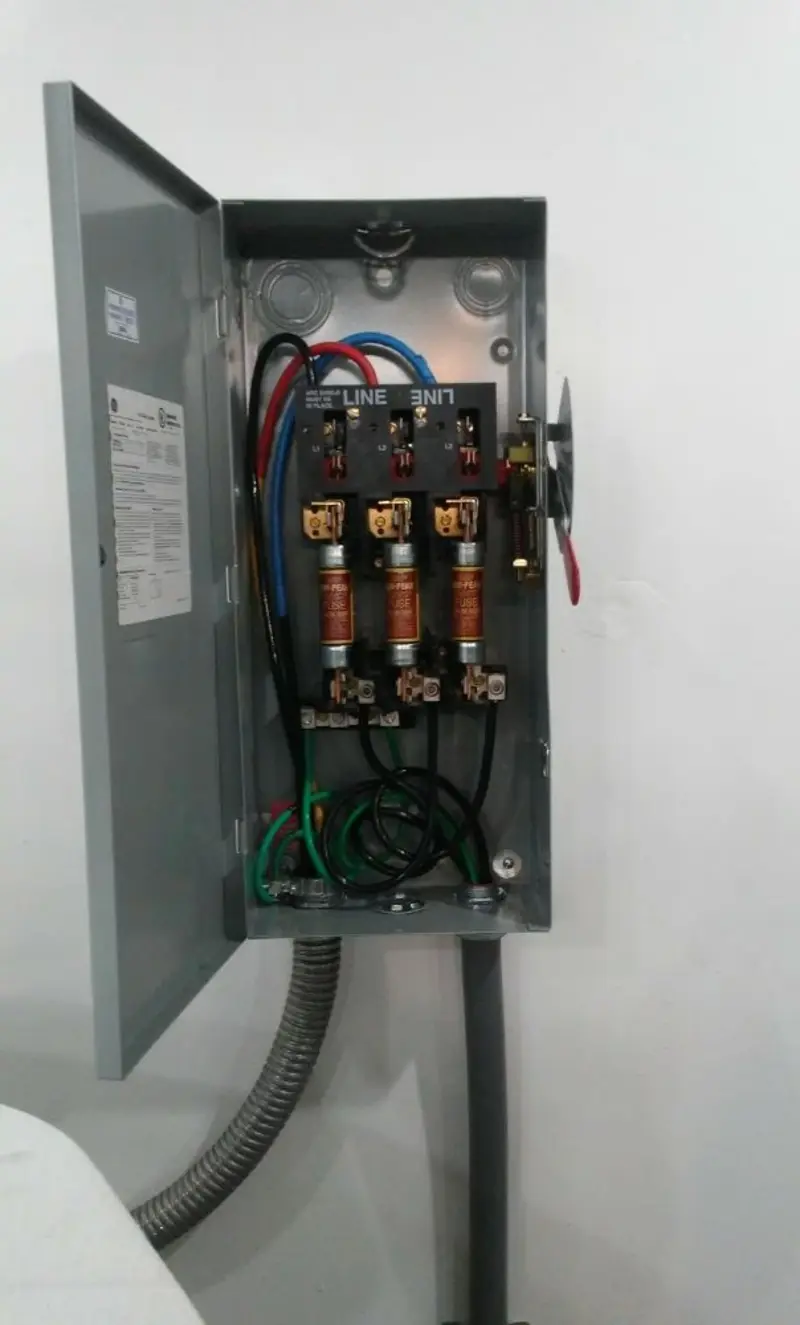 Three-phase disconnect switch installed for Electrical Wiring & Rewiring in Harris